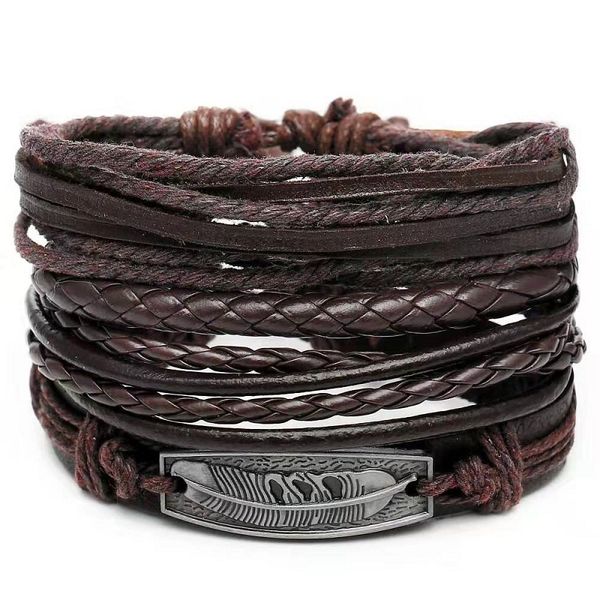 4pcs/set punk leather bracelet jewelry set for men luxury designer mens feather braid rope chain bracelets hip hop handmade casual jewelry, Golden;silver
4pcs/set punk leather bracelet jewelry set for men luxury designer mens feather braid rope chain bracelets hip hop handmade casual jewelry, Golden;silver
