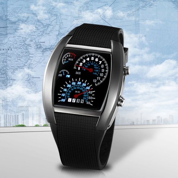 car speed meter dial led wrist watch flash led sports rpm blue & white men gift watchnice, Slivery;brown
car speed meter dial led wrist watch flash led sports rpm blue & white men gift watchnice, Slivery;brown