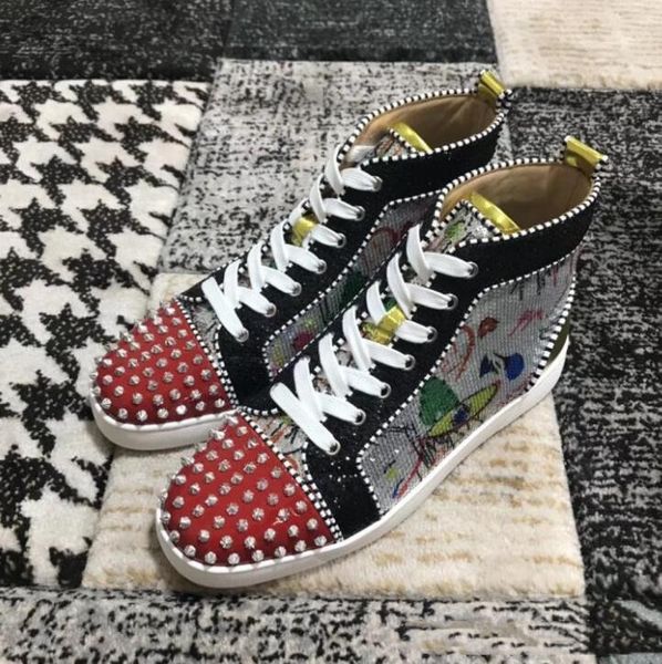 2019 new factory wholesale genuine leather pik spikes sneakers red bottom shoes high men casual flats shoes red sole ing, Black
2019 new factory wholesale genuine leather pik spikes sneakers red bottom shoes high men casual flats shoes red sole ing, Black