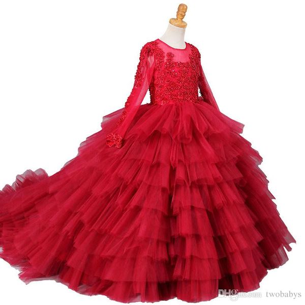real p red ball gown flower girl dresses long sleeve beaded appliques tiered tulle girls communion dress birthday party, White;blue
real p red ball gown flower girl dresses long sleeve beaded appliques tiered tulle girls communion dress birthday party, White;blue