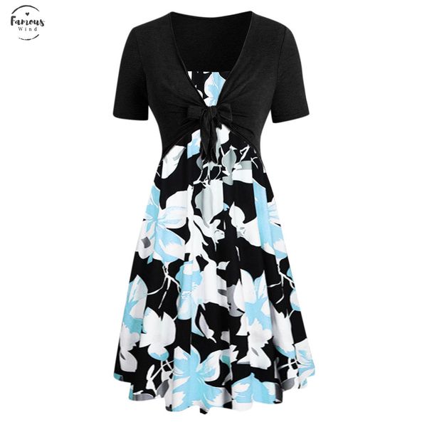 dress women summer short sleeve bow knot bandage sunflower print mini dress suits party dresses plus size sundress, Black;gray
dress women summer short sleeve bow knot bandage sunflower print mini dress suits party dresses plus size sundress, Black;gray