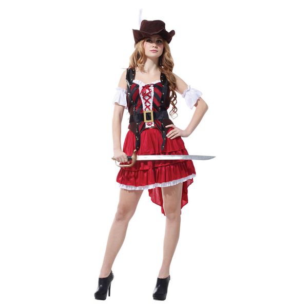 womens swashbuckler high seas pirate costume halloween purim carnival new year masquerade fancy party dress, Black;red
womens swashbuckler high seas pirate costume halloween purim carnival new year masquerade fancy party dress, Black;red