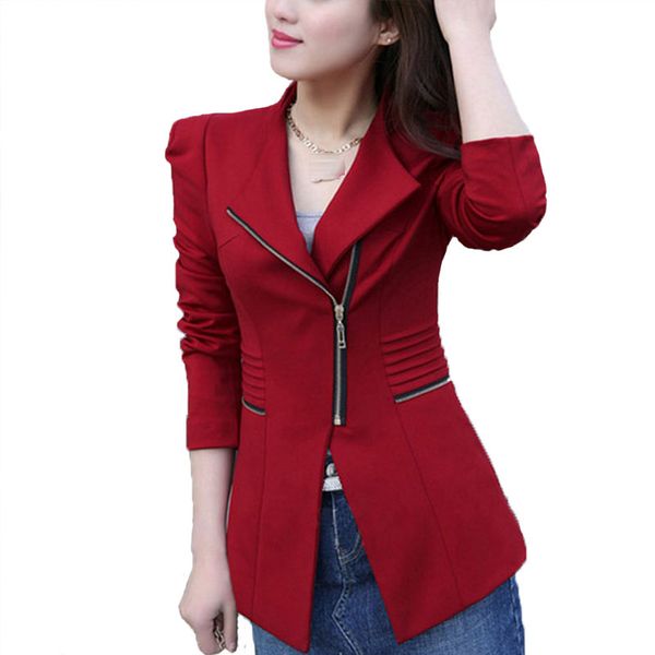women blazers and jackets 2019 casual office lady zipper long sleeve fashion slim blazer feminino jacket mujer, White;black
women blazers and jackets 2019 casual office lady zipper long sleeve fashion slim blazer feminino jacket mujer, White;black