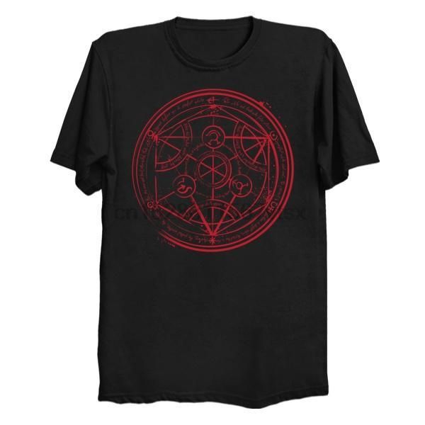 men t shirt short sleeve transmutation circle women t-shirt tee, White;black
men t shirt short sleeve transmutation circle women t-shirt tee, White;black