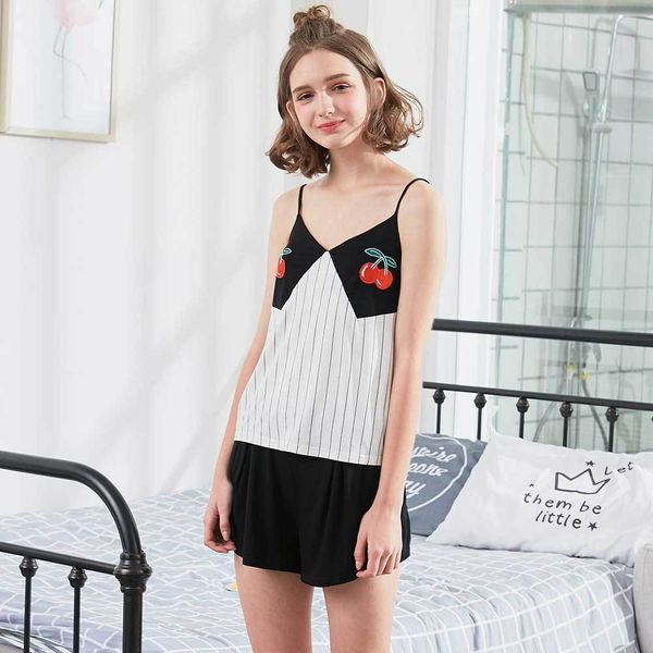 new product cherry printing camisole + shorts 2 paper set furnishing serve ma'am leisure time pajamas, Blue;gray
new product cherry printing camisole + shorts 2 paper set furnishing serve ma'am leisure time pajamas, Blue;gray