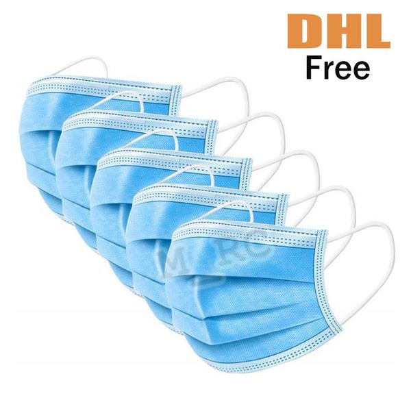 dhl 50pcs disposable face masks masks 3 layers thick dustproof protect civil anti dust comfortable breathable