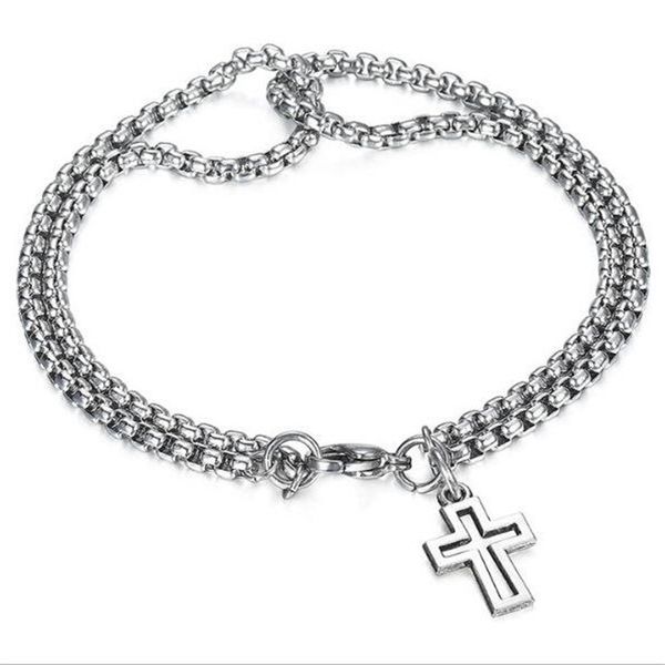 fashion stainless steel cross bracelet elegant men's silver colour double chain bracelet men's jewelry accessories, Black
fashion stainless steel cross bracelet elegant men's silver colour double chain bracelet men's jewelry accessories, Black