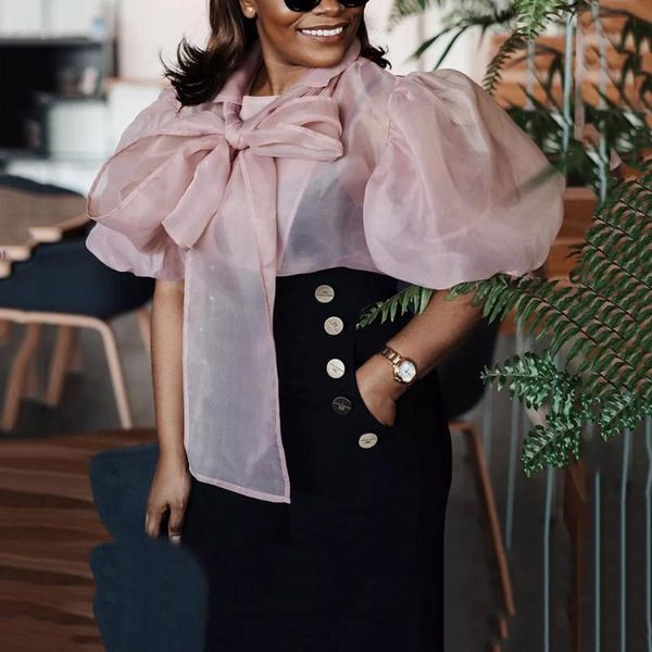 bow tie women pink blouse shirts plus size african 2020 summer loose lantern sleeve blouse day chiffion female shirts, White
bow tie women pink blouse shirts plus size african 2020 summer loose lantern sleeve blouse day chiffion female shirts, White