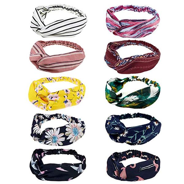 10 pack women's headbands boho flower printing twisted criss cross elastic hair band accessories, Silver
10 pack women's headbands boho flower printing twisted criss cross elastic hair band accessories, Silver