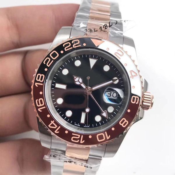 men's watch gmtii stainless steel strap rotatable ceramic bezel 40mm black dial sapphire glass automatic movement wristwatch, Slivery;brown
men's watch gmtii stainless steel strap rotatable ceramic bezel 40mm black dial sapphire glass automatic movement wristwatch, Slivery;brown