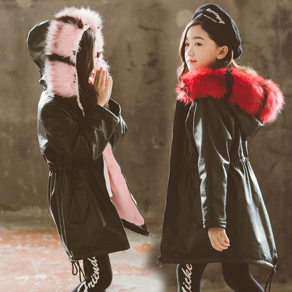 children's leather jacket winter girl plus velvet jacket in the long section thick windbreaker fur collar pu coat outwear tench coats, Camo
children's leather jacket winter girl plus velvet jacket in the long section thick windbreaker fur collar pu coat outwear tench coats, Camo