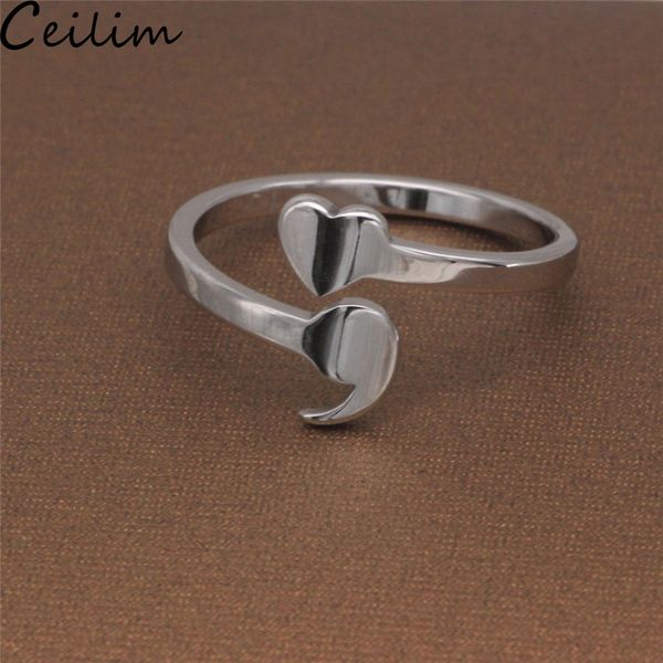fashion stainless steel semicolon ring semi colon heart ring suicide depression awareness heart ring women girl inspiration jewelry gifts, Silver
fashion stainless steel semicolon ring semi colon heart ring suicide depression awareness heart ring women girl inspiration jewelry gifts, Silver