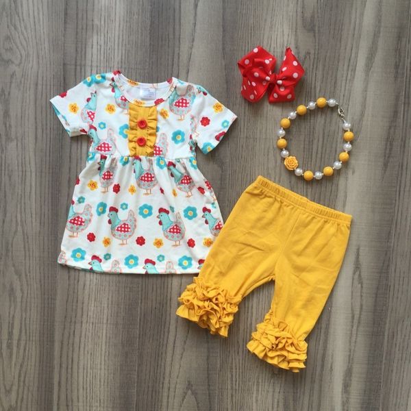 baby girls summer spring roosters dress yellow ruffled pant baby children's outfits boutique sets with accessories, White
baby girls summer spring roosters dress yellow ruffled pant baby children's outfits boutique sets with accessories, White