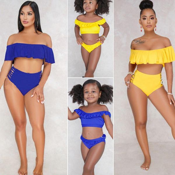 yellow blue family matching swimwear mother daughter women kids girl ruffles high waist swimsuit two-piece bathing suits, White;black
yellow blue family matching swimwear mother daughter women kids girl ruffles high waist swimsuit two-piece bathing suits, White;black
