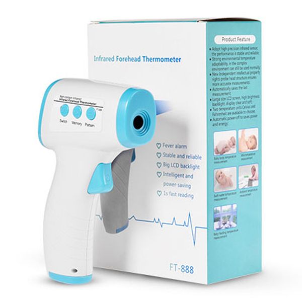 

FT-888 Синий Fahrenheit Celsius цифровой ЖК-дисплей Бесконтактный Лоб Ручной инфракрасный термометр уха ИК лазера Лихорадка Температура Gun