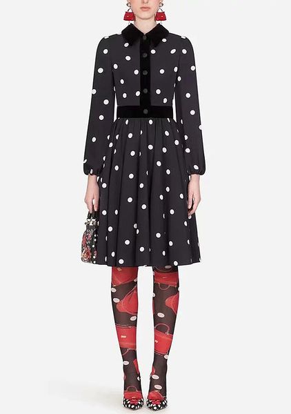 2020 black runway autumn new women's fashion party casual workplace vintage elegant chic stitching velvet dot midi dress, Black;gray
2020 black runway autumn new women's fashion party casual workplace vintage elegant chic stitching velvet dot midi dress, Black;gray