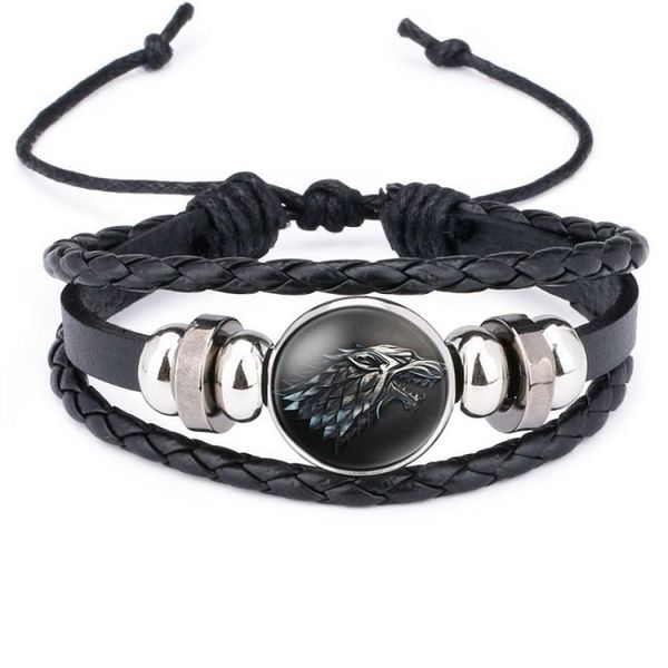 2019 house stark wolf glass cabochon leather bracelets multilayer knitted handmade punk black bracelets for men
2019 house stark wolf glass cabochon leather bracelets multilayer knitted handmade punk black bracelets for men