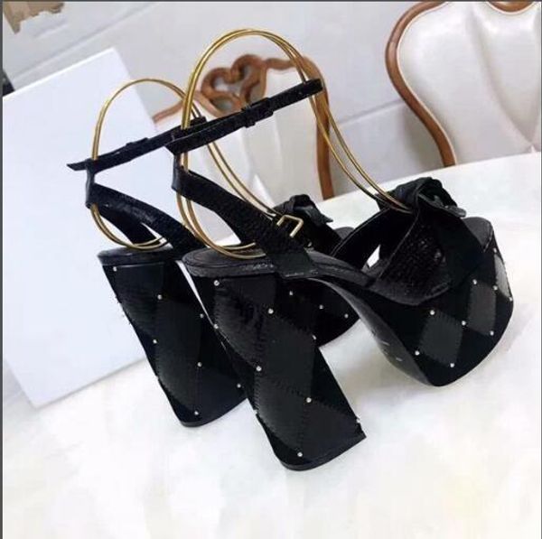 5.5cm high platform t show shoes 14cm heel summer gladiators for women high quality, Black