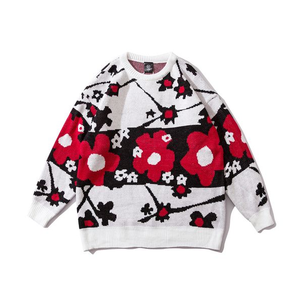 floral jacquard jumpers men's turtlenecks sweaters casual streetwear hip hop homme knitwear pullovers, White;black
floral jacquard jumpers men's turtlenecks sweaters casual streetwear hip hop homme knitwear pullovers, White;black