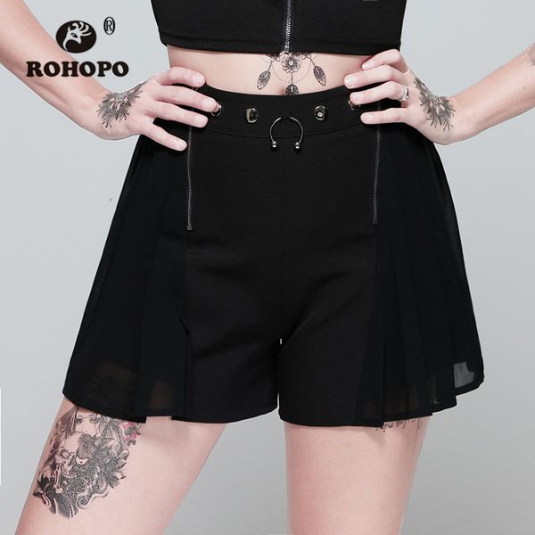 rohopo women shorts skirt rivet waist flare hem female punk shorts preppy vintage dark black cute short bottoms, White;black
rohopo women shorts skirt rivet waist flare hem female punk shorts preppy vintage dark black cute short bottoms, White;black