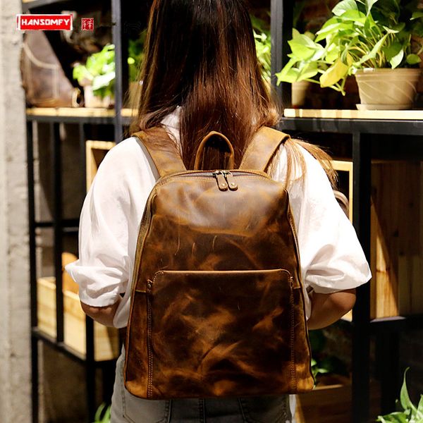 genuine leather 14" women backpack retro lapbag female travel crazy horse leather schoolbag shoulder bags small backpacks
genuine leather 14" women backpack retro lapbag female travel crazy horse leather schoolbag shoulder bags small backpacks