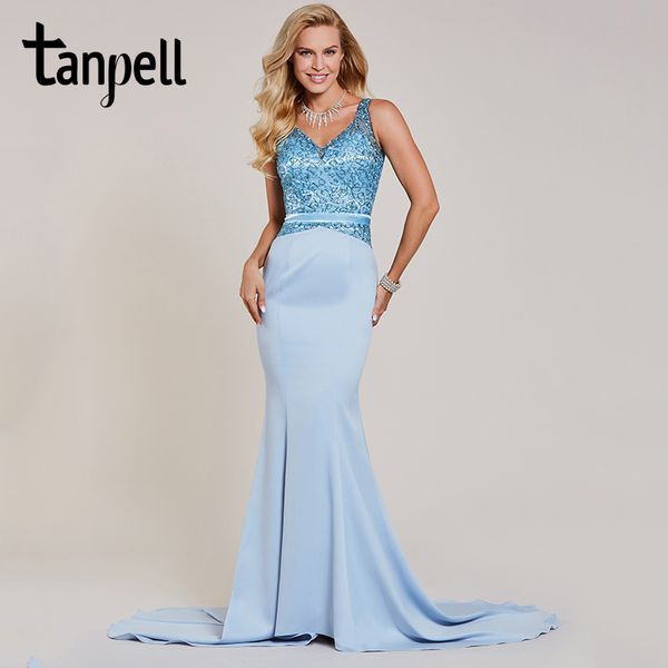 tanpell beaded mermaid evening dress blue v neck sleeveless floor length gown women sequins sweep train formal evening dresses, White;black
tanpell beaded mermaid evening dress blue v neck sleeveless floor length gown women sequins sweep train formal evening dresses, White;black