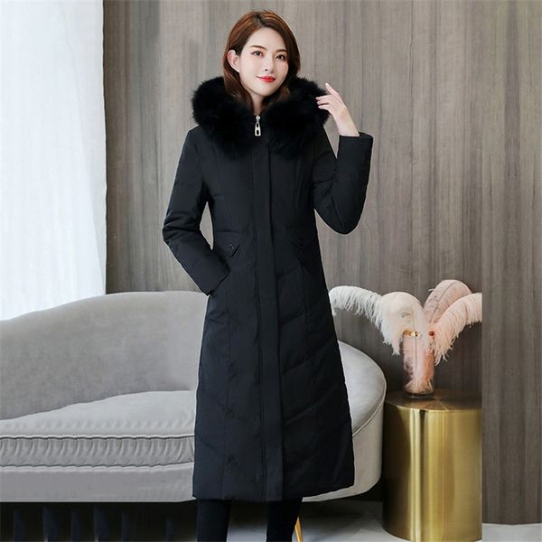 2019 winter down jacket women over the knee thicken warm hooded long coat large size fur collar white duck down overcoat jiu121, Black
2019 winter down jacket women over the knee thicken warm hooded long coat large size fur collar white duck down overcoat jiu121, Black
