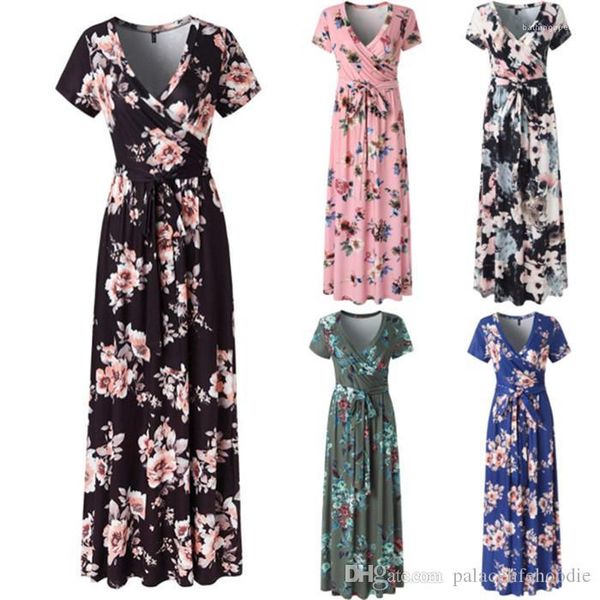 dresses v neck short sleeve floral print sashes female clothing beach style casual apparel womens summer designer, Black;gray
dresses v neck short sleeve floral print sashes female clothing beach style casual apparel womens summer designer, Black;gray