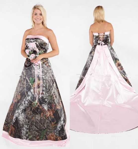 vintage strapless camo wedding dresses forest satin wedding gowns with corset back and removable train plus size bridal gowns, White
vintage strapless camo wedding dresses forest satin wedding gowns with corset back and removable train plus size bridal gowns, White