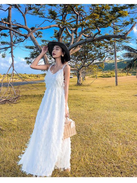 new arrival sleeveless summer sling daily long white dress women v neck dress bohemian dresses, Black;gray
new arrival sleeveless summer sling daily long white dress women v neck dress bohemian dresses, Black;gray