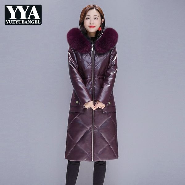 luxury elegant warm women faux leather jacket coat hooded faux fur collar long down jacket slim female outerwear fashion new, Black
luxury elegant warm women faux leather jacket coat hooded faux fur collar long down jacket slim female outerwear fashion new, Black