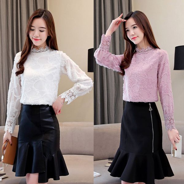 women chiffon blouse winter autumn fashion hollow out lace patchwork blouse long sleeve stand collar white clothes blusas mujer
women chiffon blouse winter autumn fashion hollow out lace patchwork blouse long sleeve stand collar white clothes blusas mujer