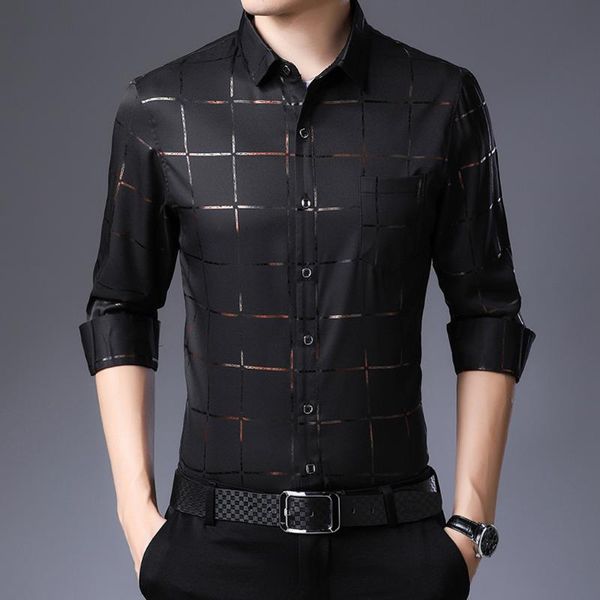 camisa social masculina plaid luxury plus size l3 long sleeve slim fit men shirt social dress shirts mens fashion jersey camisa, White;black
camisa social masculina plaid luxury plus size l3 long sleeve slim fit men shirt social dress shirts mens fashion jersey camisa, White;black