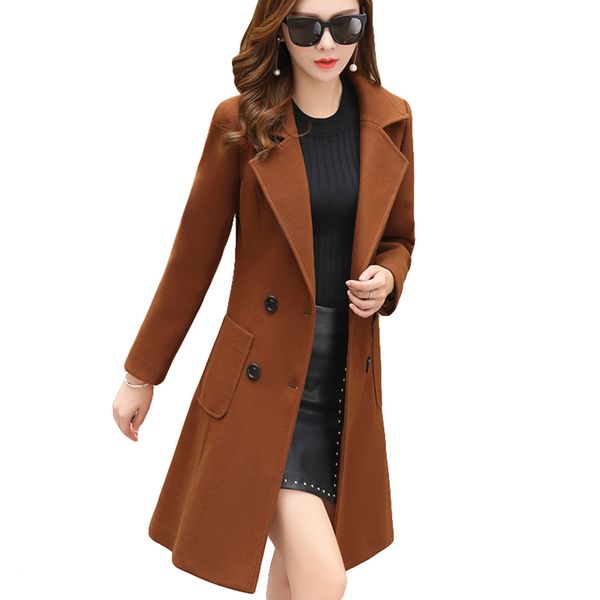 long sleeve winter wool coat women europe style blends large size casaco feminino ladies autumn new slim woolen elegant jacket, Black
long sleeve winter wool coat women europe style blends large size casaco feminino ladies autumn new slim woolen elegant jacket, Black