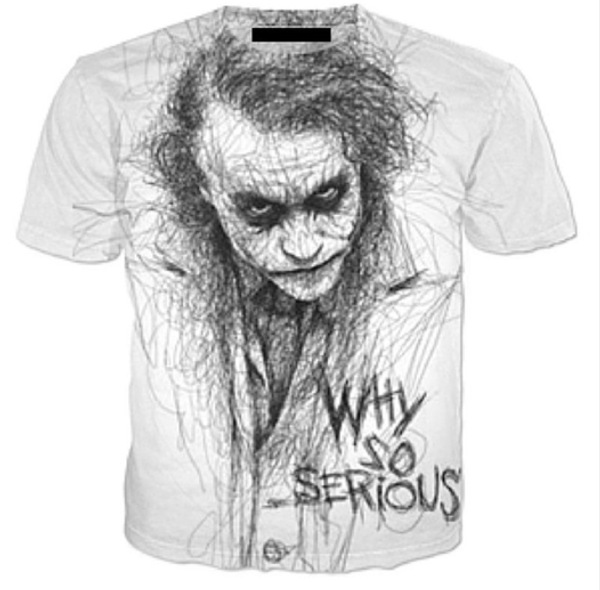 fashion joker why so serious t shirt 3d print men/womens funny summer round collar short sleeve casual u1363, White;black
fashion joker why so serious t shirt 3d print men/womens funny summer round collar short sleeve casual u1363, White;black