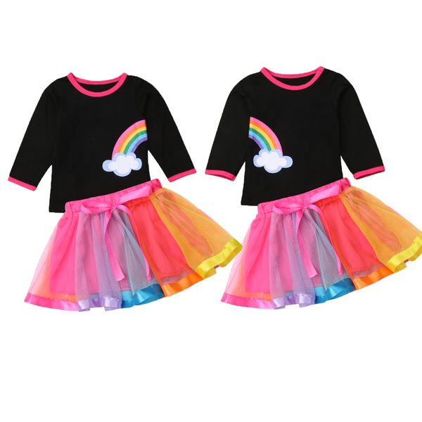 2019 newly autumn spring toddler kids baby girls clothes 2pcs rainbow print t-shirts +lace tutu skirts, White
2019 newly autumn spring toddler kids baby girls clothes 2pcs rainbow print t-shirts +lace tutu skirts, White
