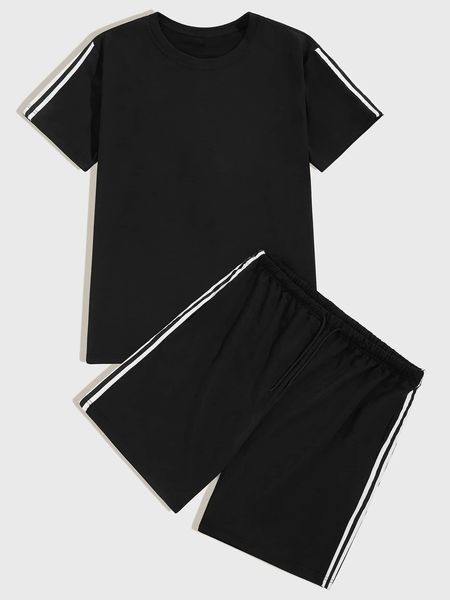 solid color striped mens tracksuits summer o-neck short sleeve men sets casual fashion designer two piece sets, Gray
solid color striped mens tracksuits summer o-neck short sleeve men sets casual fashion designer two piece sets, Gray