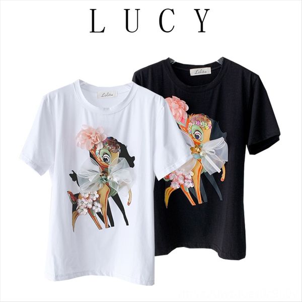 heavy industry handmade diamond three-dimensional flower decoration deer printed short-sleeved t-shirt sequins diamond sequins female design, White
heavy industry handmade diamond three-dimensional flower decoration deer printed short-sleeved t-shirt sequins diamond sequins female design, White