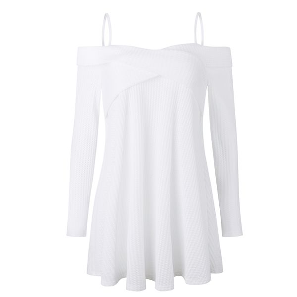 women spaghetti strap long sleeve sweater girl autumn solid flowy blouse, White;black
women spaghetti strap long sleeve sweater girl autumn solid flowy blouse, White;black