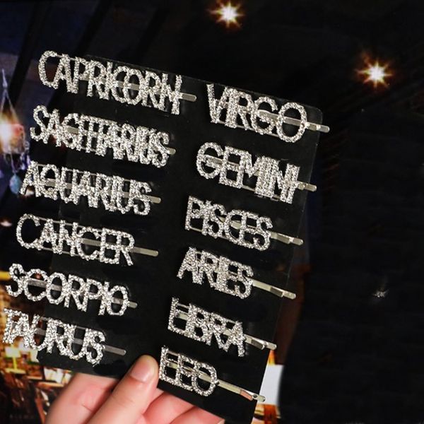 rhinestone 12 constellation hair clips women crystal hairpin diamond letters barrettes fashion bangs clip, Golden;silver
rhinestone 12 constellation hair clips women crystal hairpin diamond letters barrettes fashion bangs clip, Golden;silver
