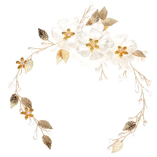 handmade pearl flower soft head jewelry white pearl leaf wedding hair accessories bridal accessories, Golden;white 
handmade pearl flower soft head jewelry white pearl leaf wedding hair accessories bridal accessories, Golden;white