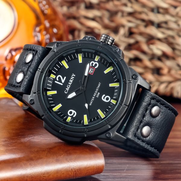 cagarny 6853 business men's sports automatic date men's leather strap quartz watch relogio masculino, Slivery;brown
cagarny 6853 business men's sports automatic date men's leather strap quartz watch relogio masculino, Slivery;brown