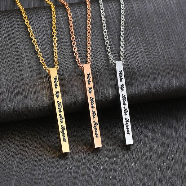 new inspirational necklace wakeup. kickass. repeat english letter pendant titanium steel corroded text necklace ladies jewelry gifts, Silver
new inspirational necklace wakeup. kickass. repeat english letter pendant titanium steel corroded text necklace ladies jewelry gifts, Silver