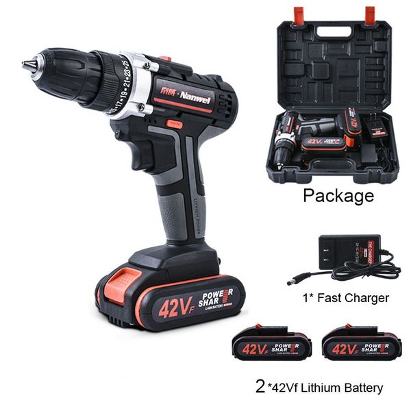 42v rechargeable 2 lithium batteries double speed cordless drill electric drill wrench powerful driver household car tools
42v rechargeable 2 lithium batteries double speed cordless drill electric drill wrench powerful driver household car tools