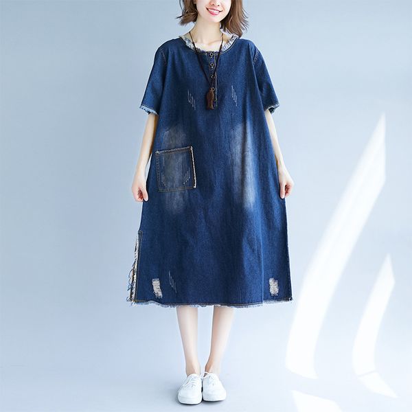 oversize summer dress women short sleeve o neck loose denim pocket vestidos female casual straight mid calf dresses, Black;gray
oversize summer dress women short sleeve o neck loose denim pocket vestidos female casual straight mid calf dresses, Black;gray