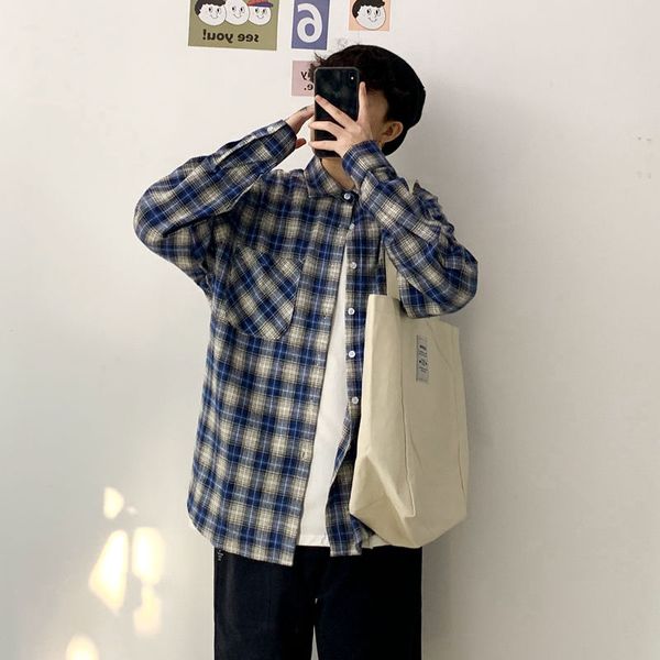 spring plaid shirt men's fashion cotton retro casual shirt men streetwear wild loose korean long-sleeved shirts mens -2xl, White;black
spring plaid shirt men's fashion cotton retro casual shirt men streetwear wild loose korean long-sleeved shirts mens -2xl, White;black