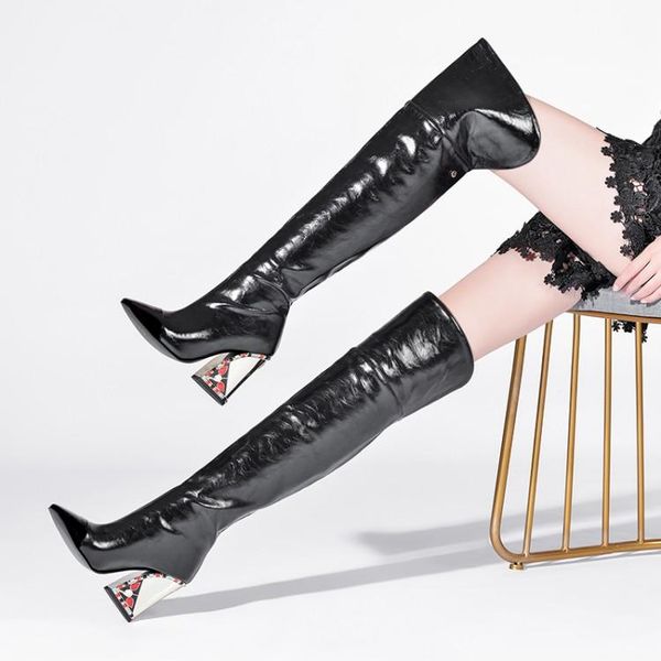 runway gold black leather thigh high boots women chic square toe slip on winter boots women high crystal heels shoes woman brand
runway gold black leather thigh high boots women chic square toe slip on winter boots women high crystal heels shoes woman brand