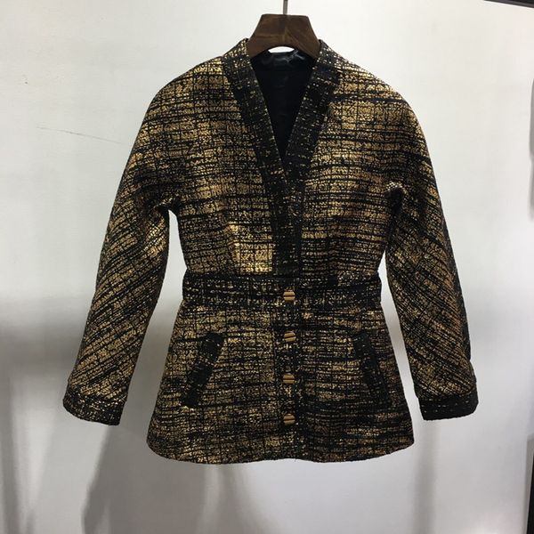 designer women v neck plaid tweed coat 2019 fall/winter elastic waist elegant jackets coat a765, Black;brown
designer women v neck plaid tweed coat 2019 fall/winter elastic waist elegant jackets coat a765, Black;brown