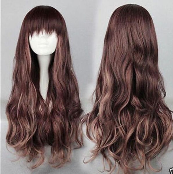 wig long multi-color beautiful hair wig, Black;brown 
wig long multi-color beautiful hair wig, Black;brown