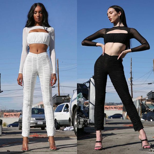 2019 new style fashion women sleeve mesh stitching chest hollow out short skinny solid blouse, White
2019 new style fashion women sleeve mesh stitching chest hollow out short skinny solid blouse, White